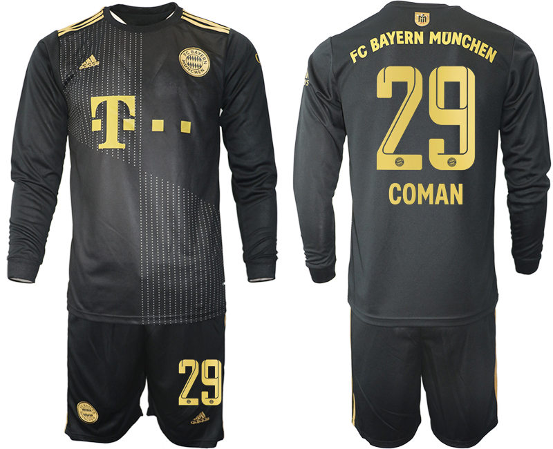 Men 2021-2022 Club Bayern Munich away black Long Sleeve #29 Soccer Jersey